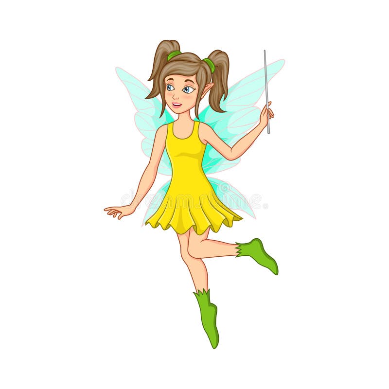 Coleção de desenho animado menina fada se divertindo, de pé em sua cabeça e  voando