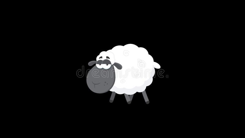 Desenho animado de ovelha negra caminhando