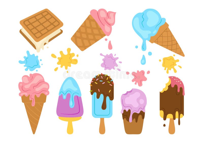 cone de waffle de sorvete fofo isolado no fundo branco. doces kawaii.  estilo doodle. livro de colorir. ilustração vetorial 8304631 Vetor no  Vecteezy