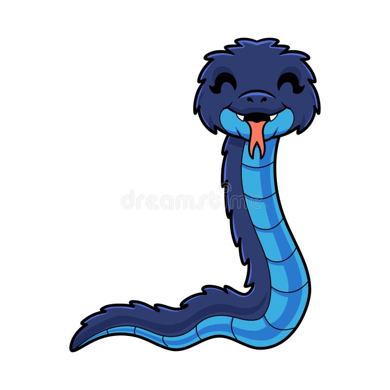 Desenho Animado De Cobra Azul-giro Ilustração do Vetor