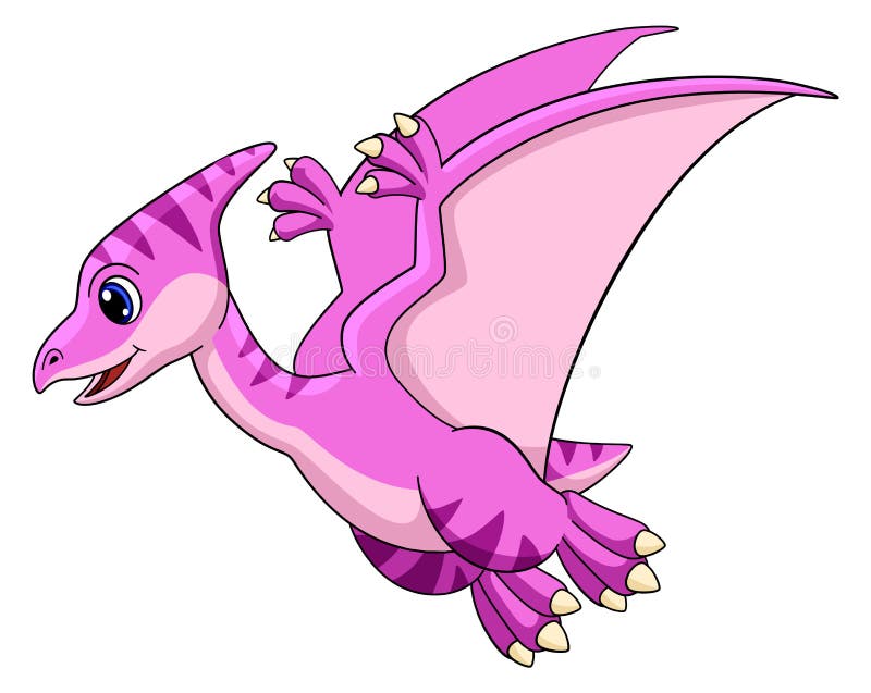 Cor rosa de dinossauro bonito pintado em estilo de desenho animado