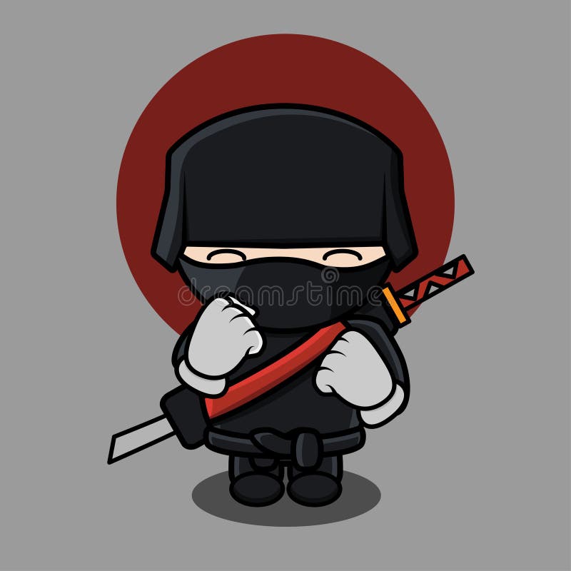 ninja de desenho animado de cabeça com ilustração de símbolo de ícone de  vetor de design de logotipo de ginásio 5726480 Vetor no Vecteezy