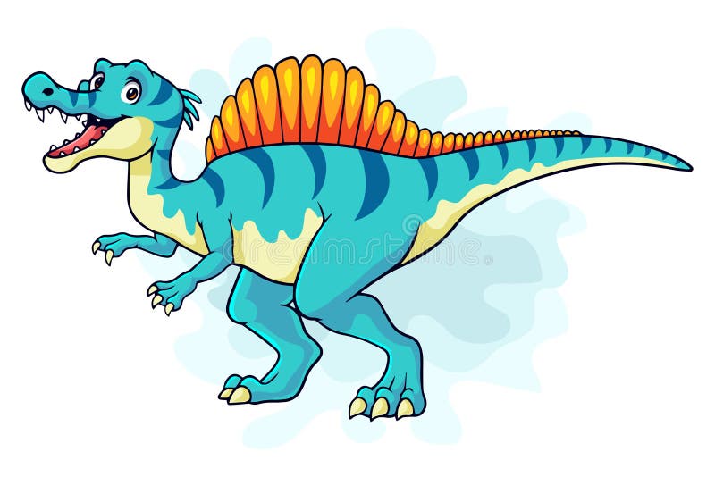 Personagem de desenho animado do espinossauro animal pré-histórico  dinossauro azul gigante com espinhos verdes nas costas elemento vetorial  plano para jogo para celular ou enciclopédia infantil