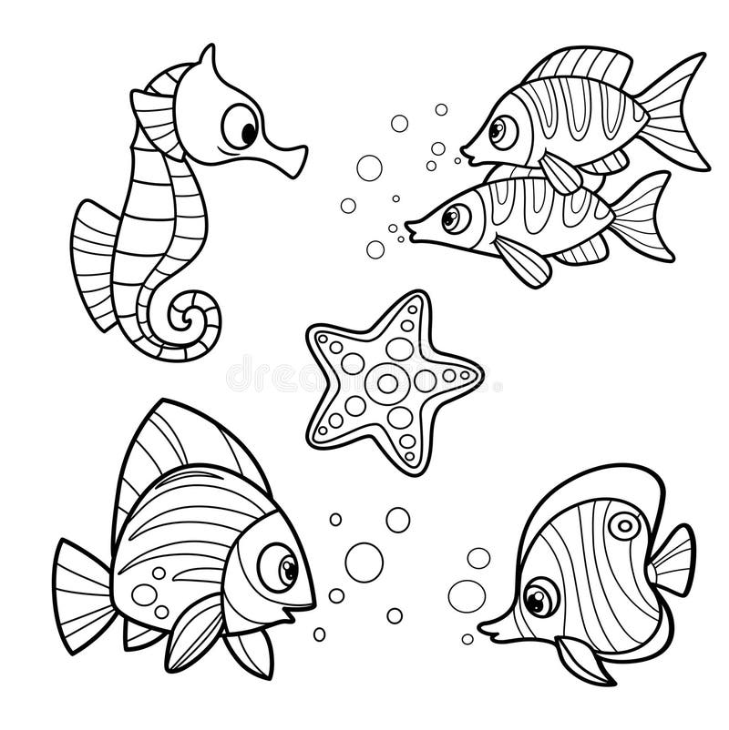 Desenho De Páginas Para Colorir Desenhos Animados Gratuitos Peixes