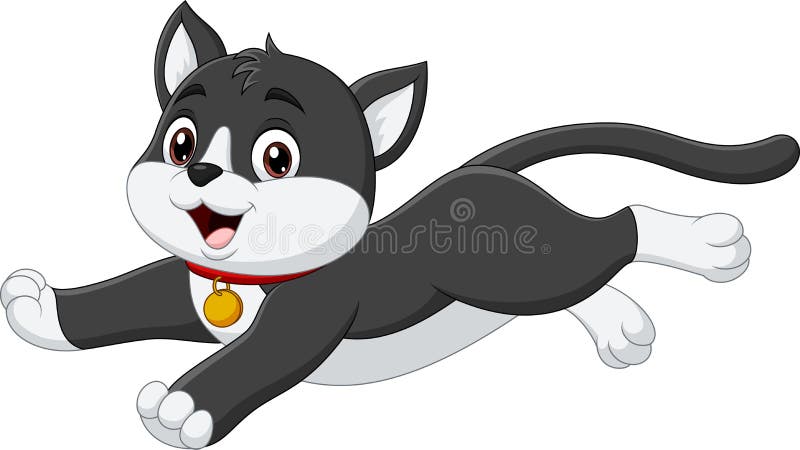 Gato Preto Dos Desenhos Animados Isolado No Fundo Branco Ilustração do  Vetor - Ilustração de bonito, sorriso: 99791728