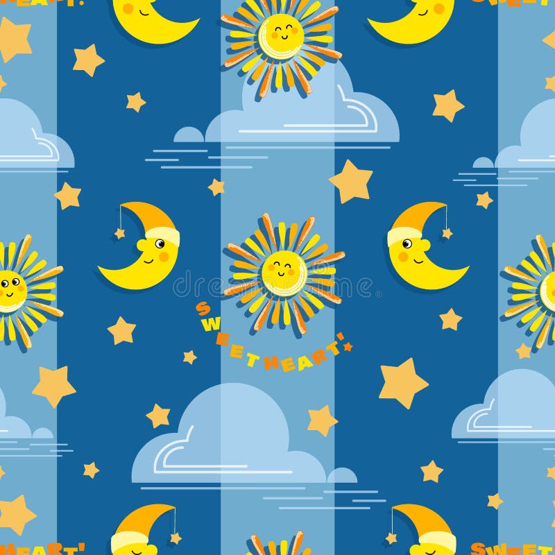 Sol E Nuvem Bonitos Em Design Plano. Impressão Kawaii Para Roupas De Bebê.  Desenho De Uma Camisa Para a Garota Ilustração Stock - Ilustração de  fofofo, encantador: 194850141