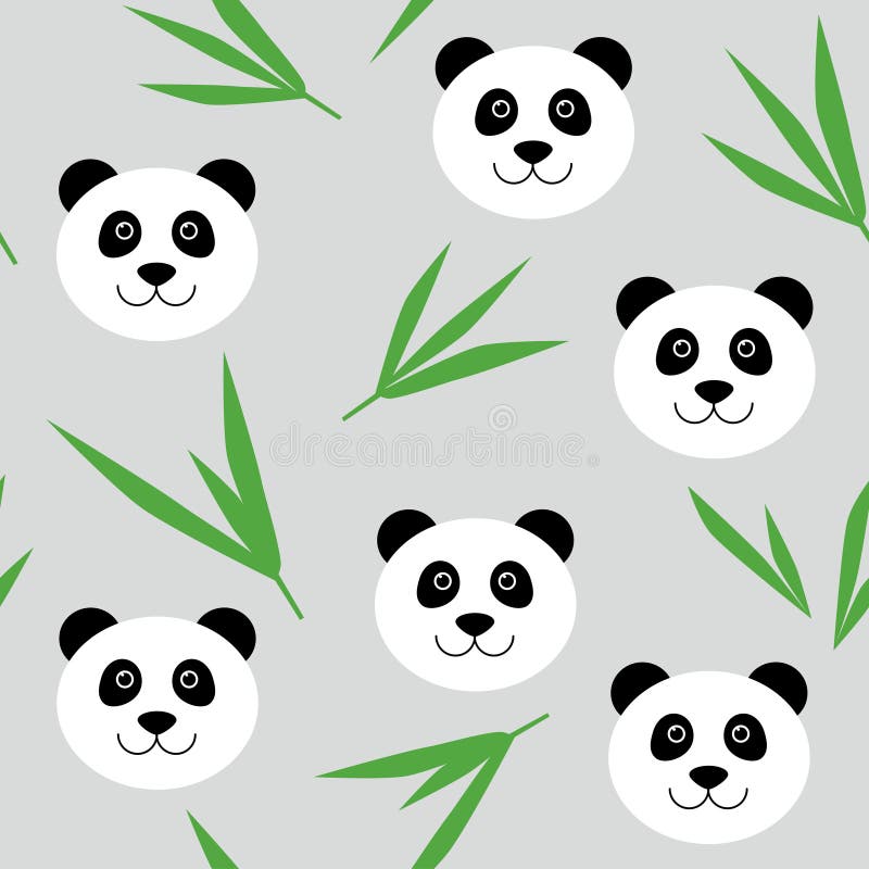 Padrão Sem Emenda Bonito Do Panda. Fundo Azul Do Vetor Com O Rosto Branco  Kawaii Do Panda. Para O Papel De Parede Das Crianças, Tecido Royalty Free  SVG, Cliparts, Vetores, e Ilustrações