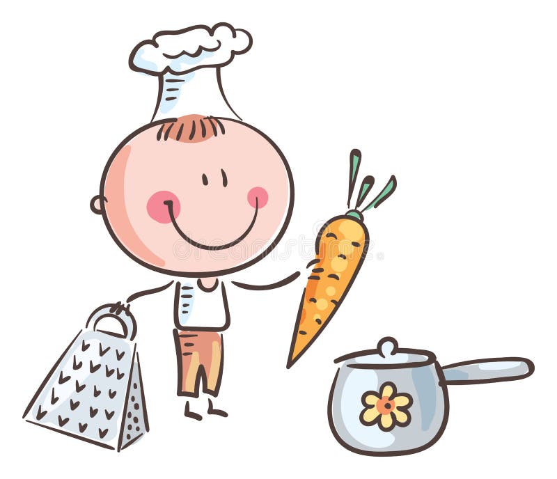a criança faz um jogo infantil - o cozinheiro prepara a comida. ilustração  em vetor desenho animado isolada 3695260 Vetor no Vecteezy