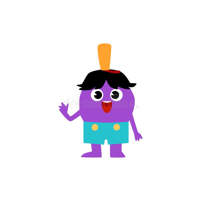 Cone De Emoji De Monstro Roxo Esperançoso. Criativo Vector