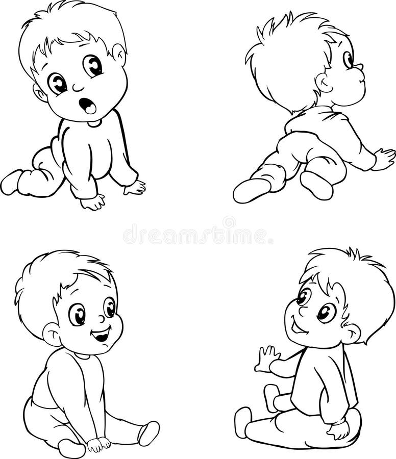 Desenho Animado Sorrindo Bebê Bebê Ilustração do Vetor
