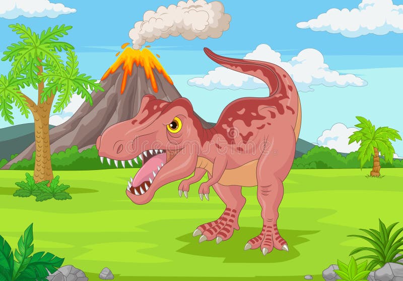 Desenho animado tiranossauro rex réptil pré-histórico grande dinossauro  verde elemento vetorial plano colorido para jogo para celular ou  enciclopédia infantil