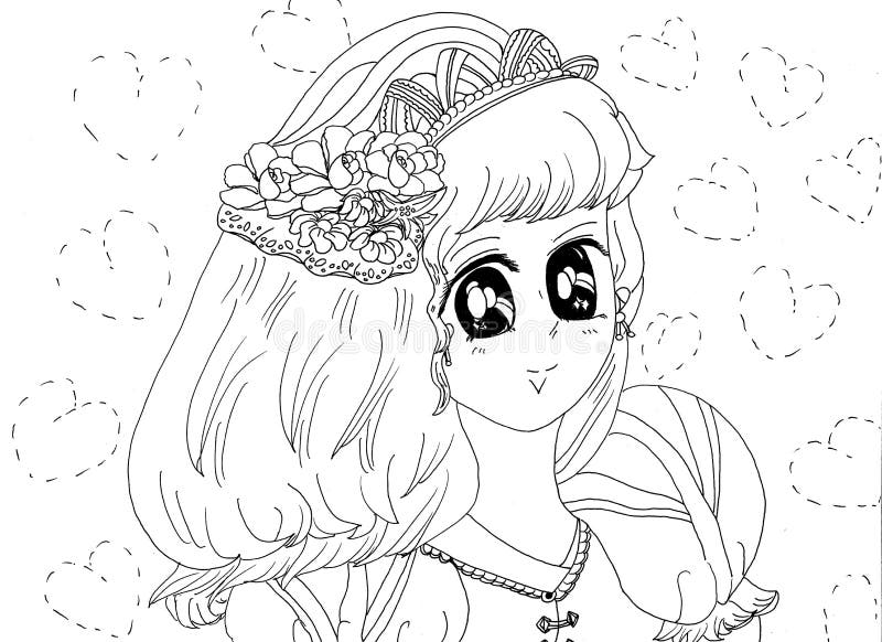 Desenho de vetor para colorir com garota de anime