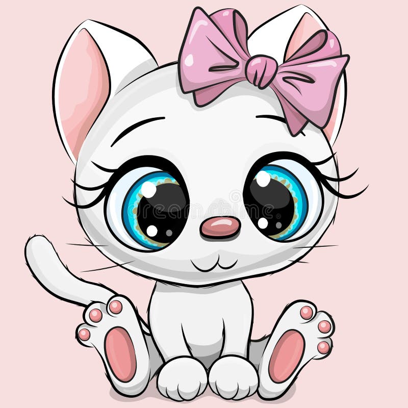 Desenho De Um Gato De Desenho Animado Branco PNG , Rosa, Desenho