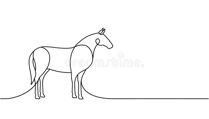 Desenho de linha simples de um cavalo