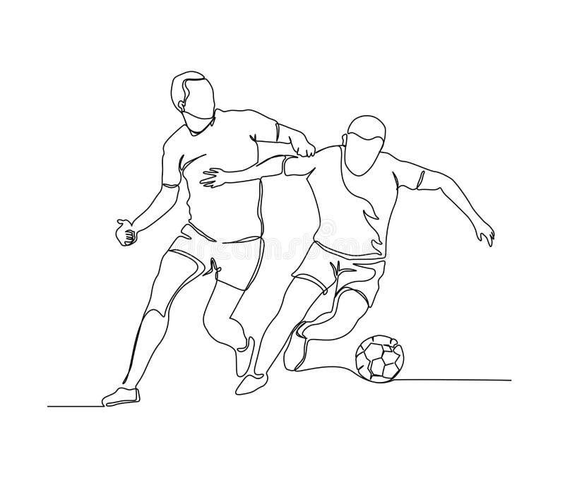 Um Desenho De Linha Contínua De Jovem Jogador De Futebol Talentoso