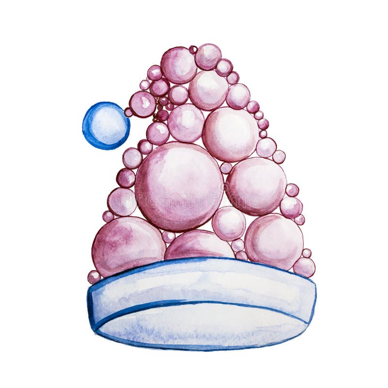 Desenho da aguarela Tampão do ` s do ano novo de bolhas ou de mshars redondos Isolado ilustração do vetor Desenho da aguarela Tampão do ` s do ano novo de bolhas ou de mshars redondos Isolado ilustração do vetor