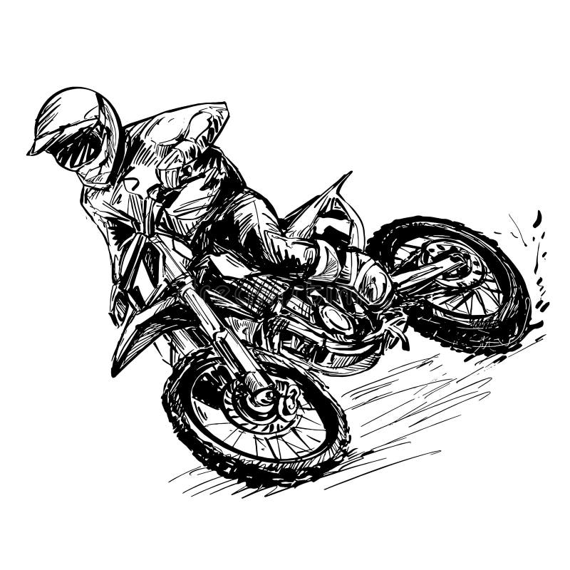 Desenho Da Concorrência Motocross Ilustração do Vetor - Ilustração