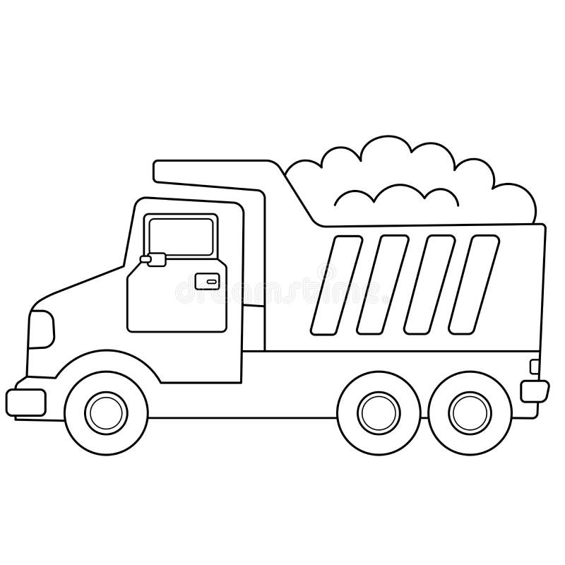 Um caminhão basculante. Veículos de serviço. Desenhos animados para  crianças. 