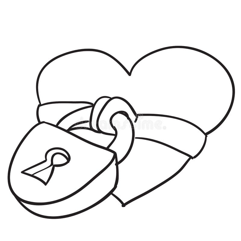 Desenho Do ícone Do Contorno Branco E Preto Do Cadeado Em Forma De Coração  Fofo. Ilustração do Vetor - Ilustração de elemento, fofofo: 201629887