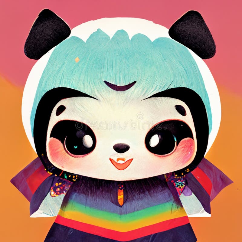 Livro De Colorir De Uma Garota Panda Bonita Do Kawaii Imagem de Stock -  Ilustração de desenho, vestido: 272476827