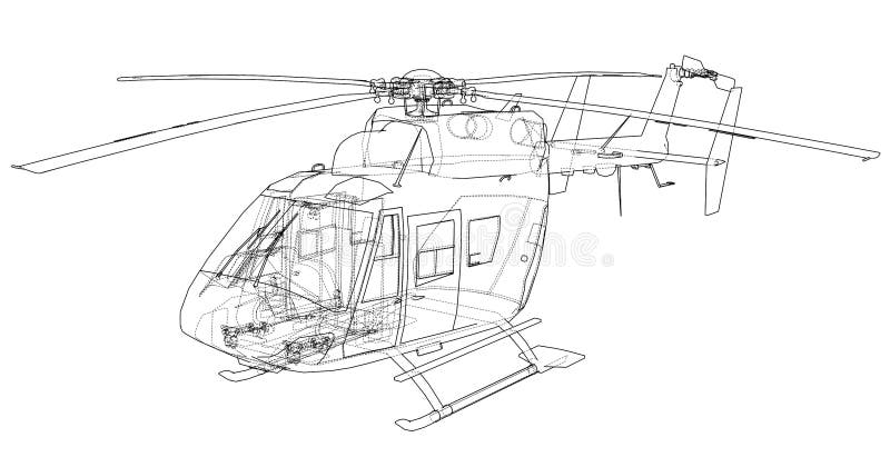 Desenho de esboço do helicóptero ilustração stock Desenho de esboço do helicóptero ilustração stock