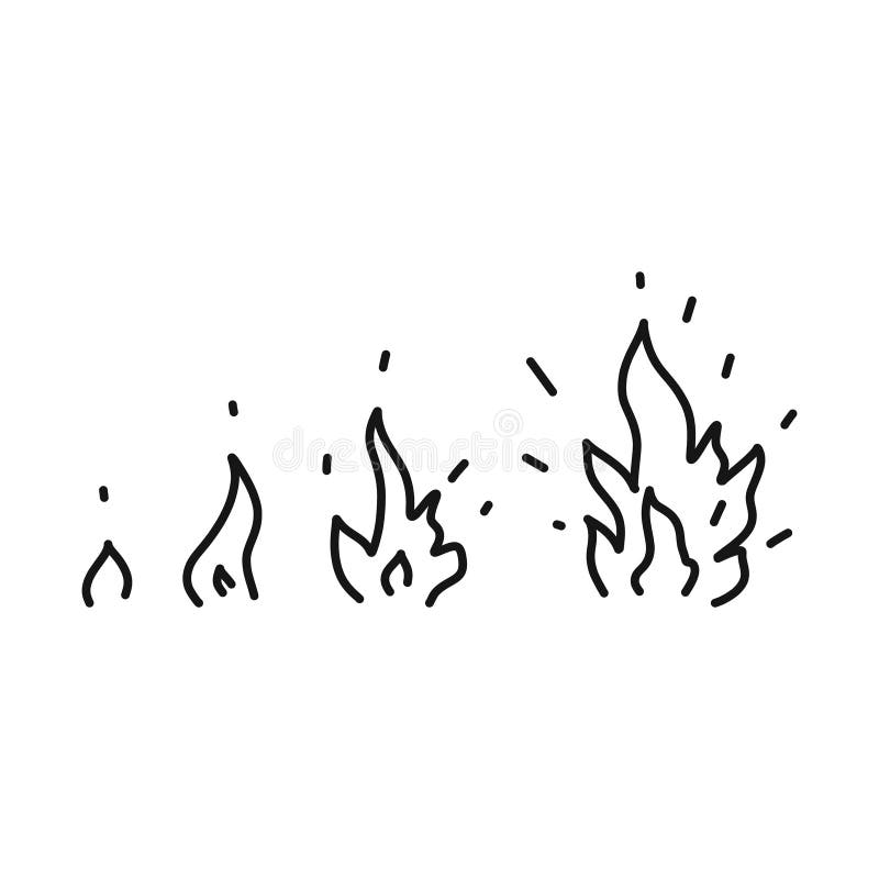 Conjunto de silhueta de chama de fogo. fogueira de alargamento de ícone,  elementos de fogo pequenos e grandes brilhantes. ilustração em vetor  elementos simples em chamas.