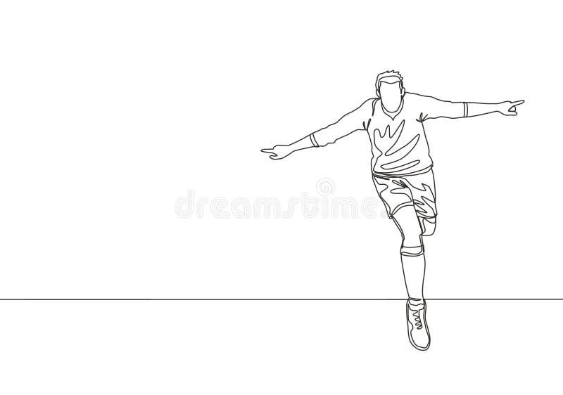 Uma Única Linha De Desenho Do Jogador De Futebol Jovem Com Camisa