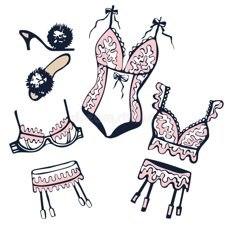 ilustração desenhada à mão de lingerie de renda. elemento de roupa íntima  feminina. vestuário feminino 18034090 Vetor no Vecteezy