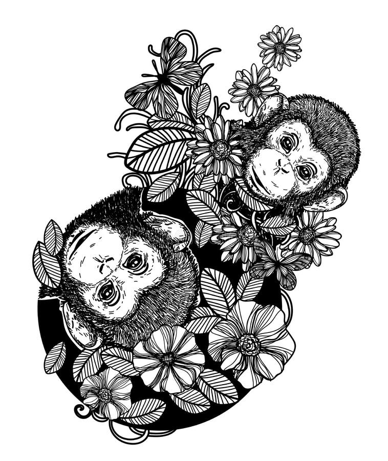 Desenho Macaco Tímido Duas Pernas Ilustração Dos Desenhos Animados Isolado  imagem vetorial de dero2010© 654509686