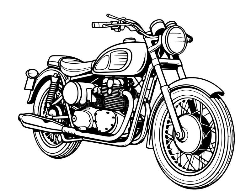 motocicleta retro ilustração vintage desenho desenhado à mão