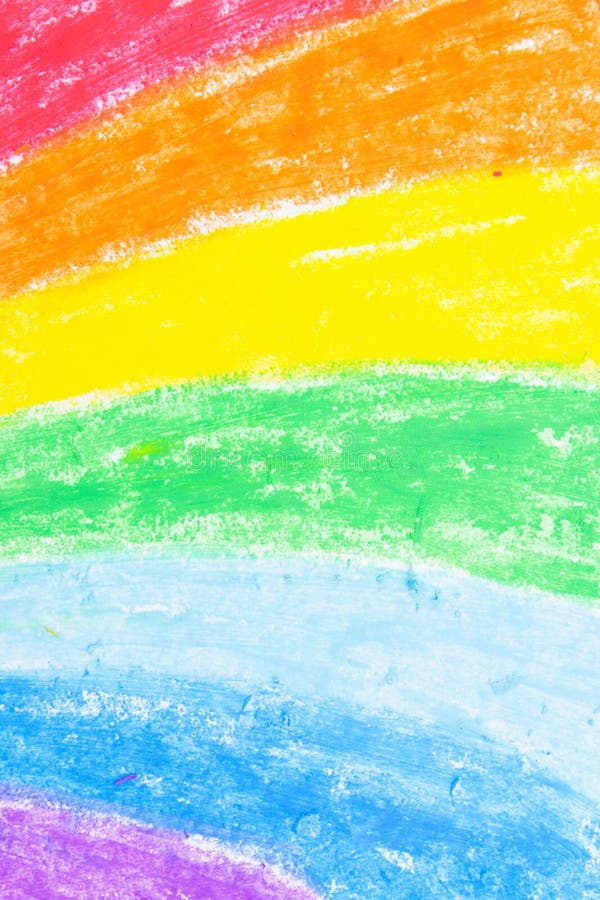 Desenho de pastel do arco-íris da criança imagens de stock Desenho de pastel do arco-íris da criança imagens de stock