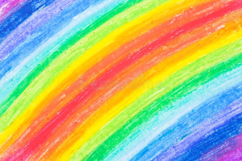 Desenho de pastel do arco-íris da criança