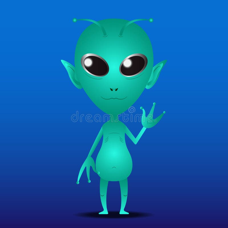 Desenho Animado Azul Ufo Verde Alienígena Ilustração do Vetor - Ilustração  de cosmos, grampo: 250183956