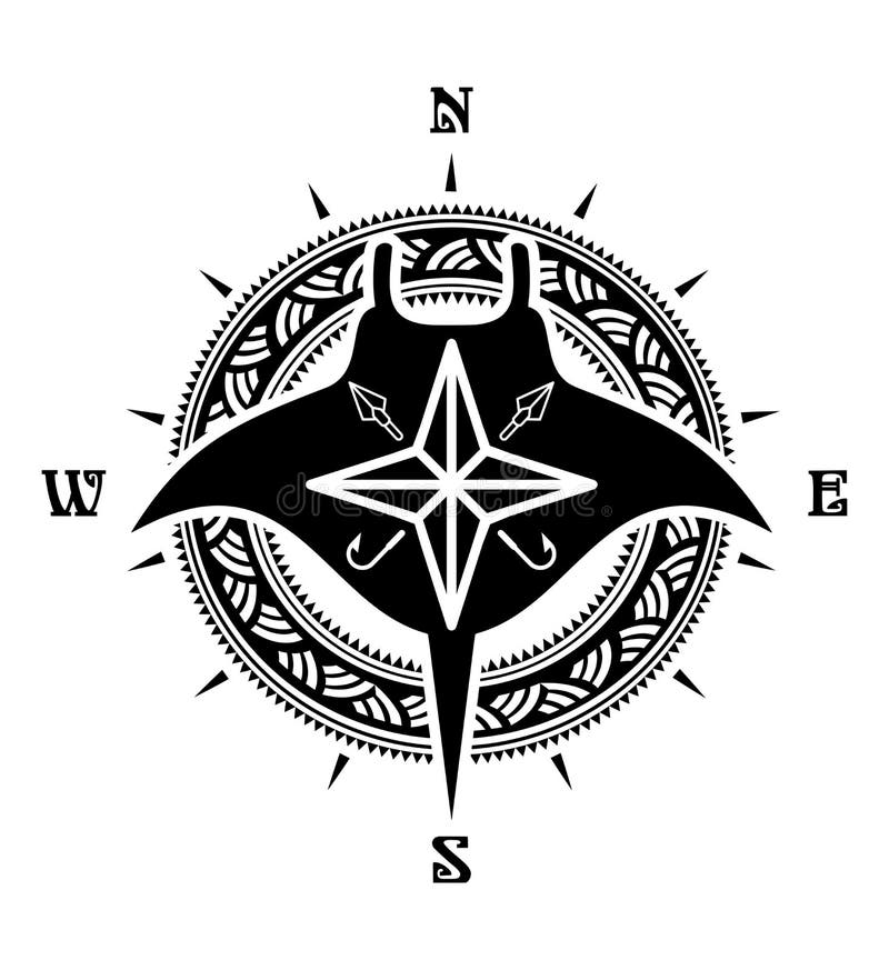Desenho de tatuagem do estilo Maori manta ray silhout ilustração do vetor Desenho de tatuagem do estilo Maori manta ray silhout ilustração do vetor