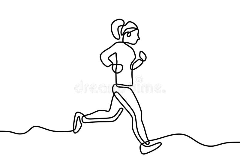único desenho de uma linha homem corredor foco para correr
