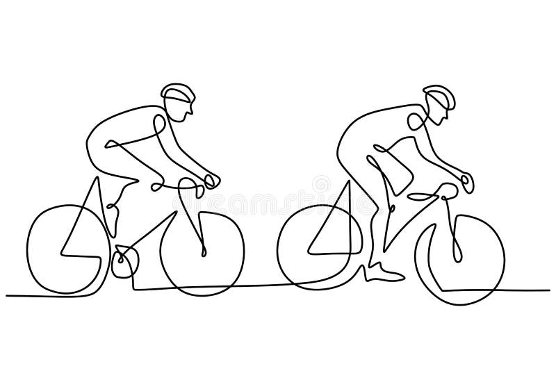 Desenho De Linha Contínua Do Ciclista Atleta Vetorial Andando De