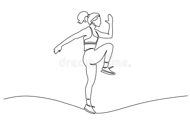 Desenho De Uma Linha De Um Atleta Que Corre Rápido. Desenho