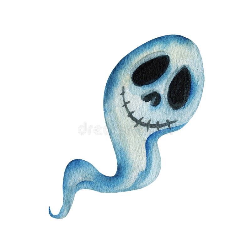 Fantasma bonito e engraçado isolado em fundo branco ilustração de