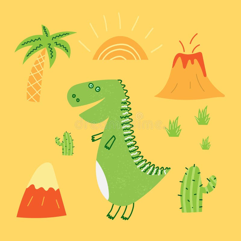 design de ilustração de desenho animado de dinossauro fofo