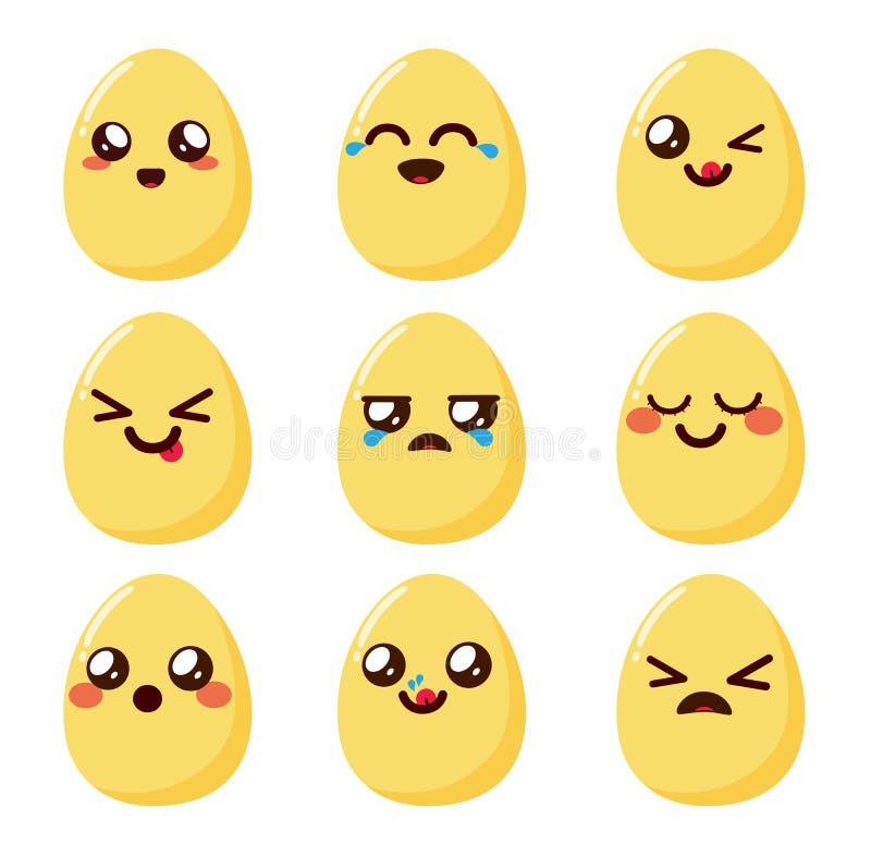 Kawaii desenhos animados emoticons coloridos conjunto vector