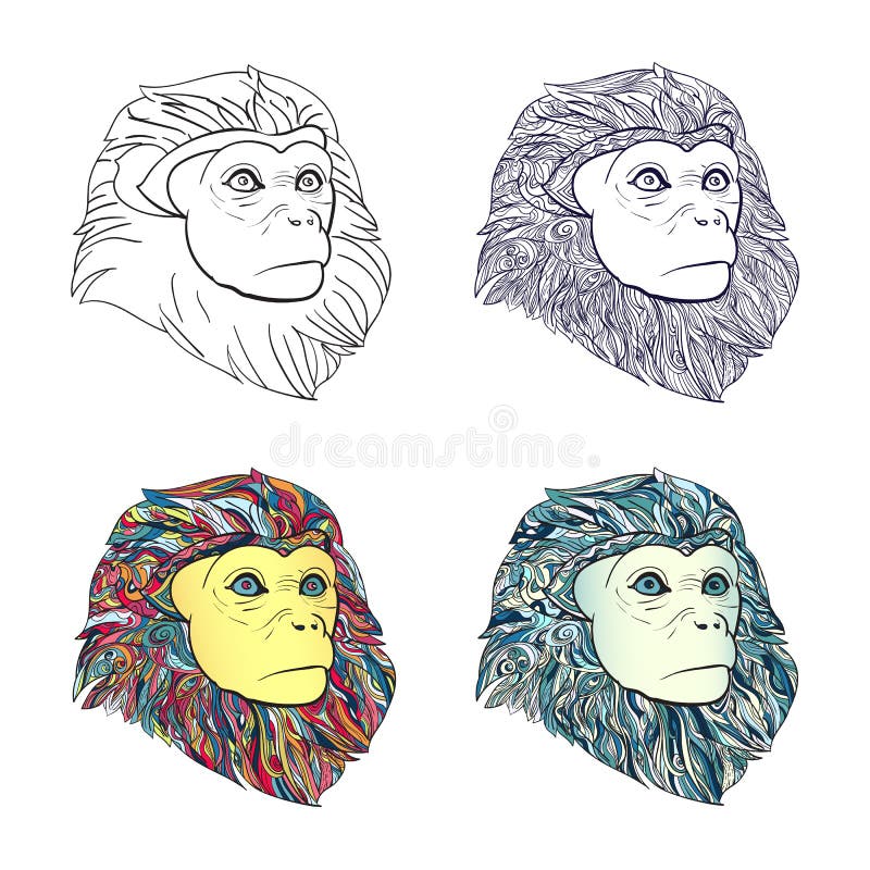 Desenho de Cabeça de macaco para colorir