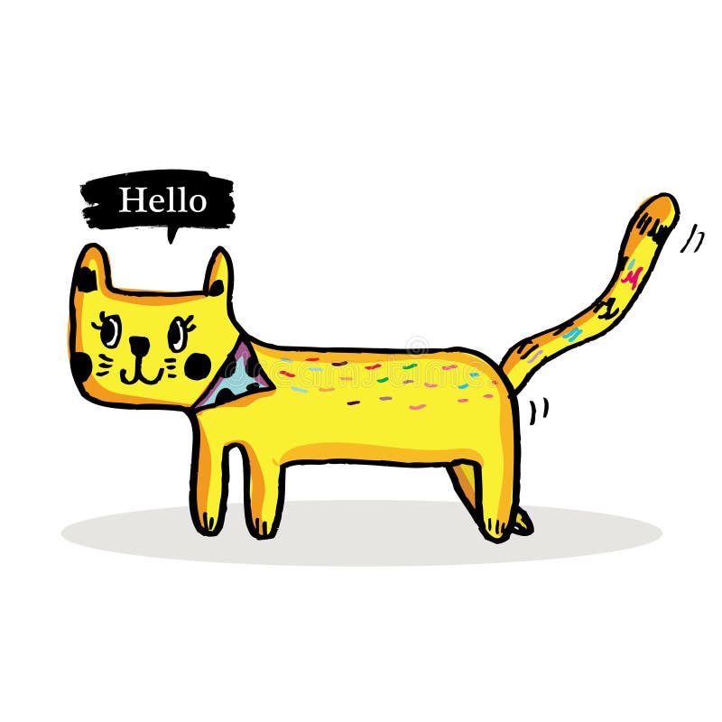 Desenhos Animados Desenhados à Mão E Clipart De Gato Amarelo PNG