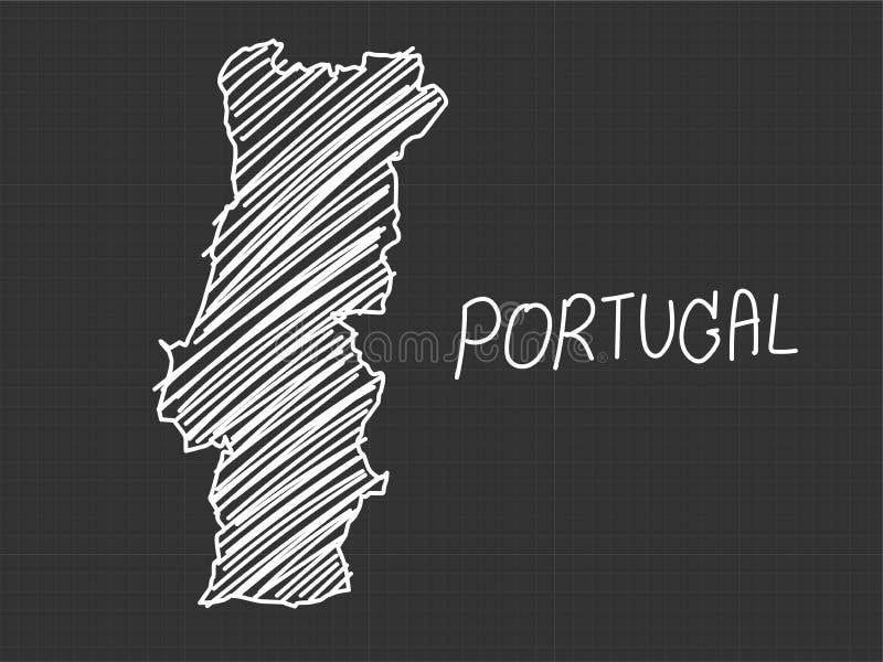 Desenho Do Mapa Branco Isolado Na Grelha De Néon Azul Com Fundo Escuro Do  Vetor Portugal Do País Ilustração do Vetor - Ilustração de projeto,  português: 274498445