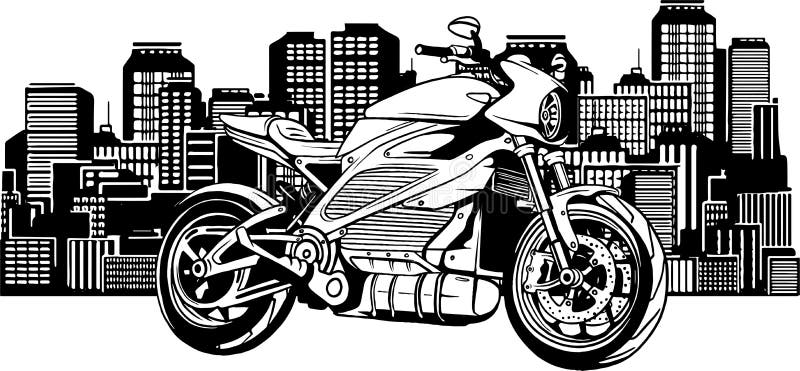 Desenho Em Preto E Branco De Vetor De Moto Com Desenho De Peças