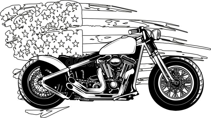 Desenho Em Preto E Branco De Vetor De Moto Com Desenho De Peças