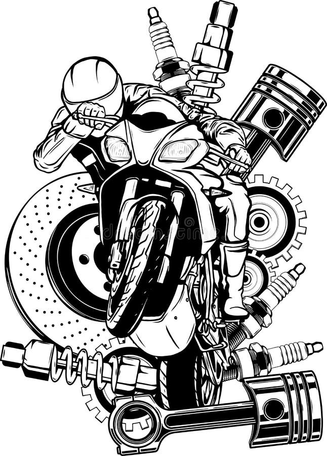 Desenho Ilustrativo Do Vetor Desportivo, a Preto E Branco, Da Chama Das  Motocicletas Ilustração do Vetor - Ilustração de perigo, moto: 213644420