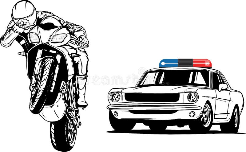 Esboço De Desenho Animado Moto Da Polícia Em Ilustração Branca Ilustração  Stock - Ilustração de ferramentas, metal: 194615628