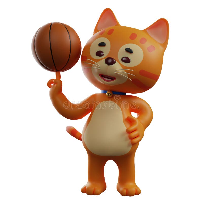 Desenho Em Quadrinhos 3d Atraente Para Gatos Girando Basquete Ilustração  Stock - Ilustração de isolado, felicidade: 251142595