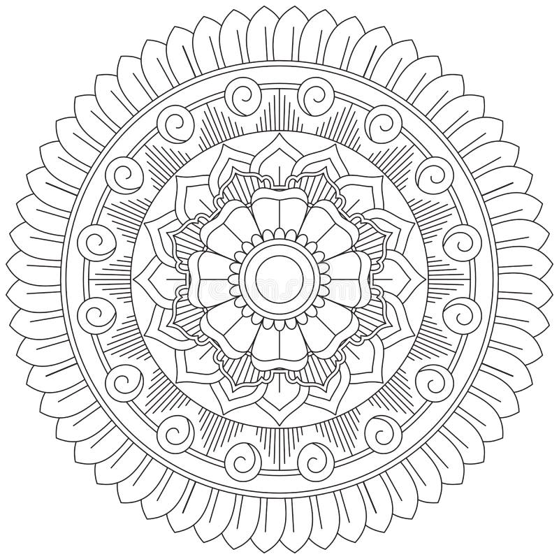 Desenho Gráfico Floral De Mandala Para Colorir Meditação De Página  Ilustração do Vetor - Ilustração de arte, asteca: 217064444