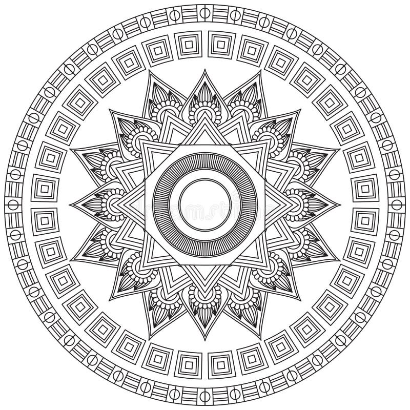 Desenho Gráfico Floral De Mandala Para Colorir Meditação De Página  Ilustração do Vetor - Ilustração de arte, asteca: 217064444